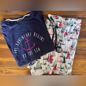 Nautica pink & blue sail boat pajamas 1x